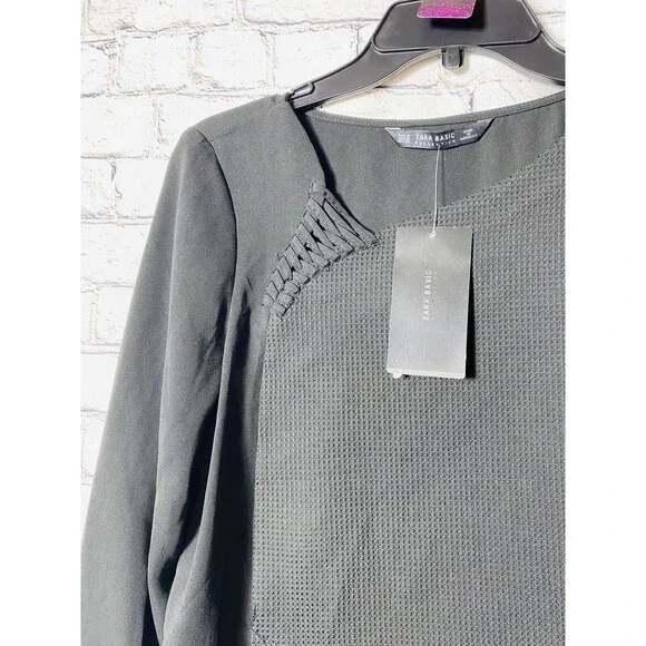 Zara Basic Collections Women’s Long Sleeve, Black Blouse Size Medium New - Picture 3 of 5